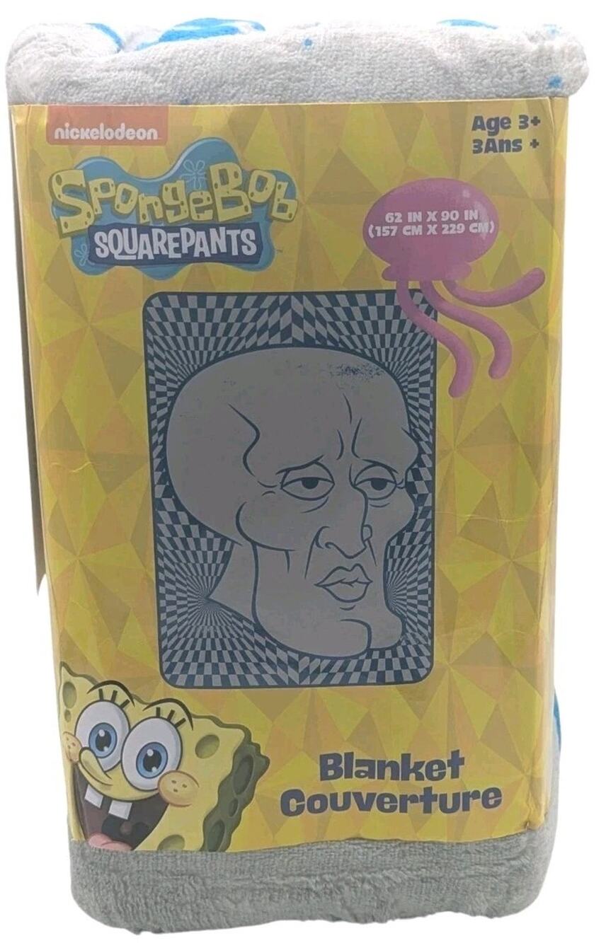 Handsome Squidward SpongeBob SquarePants 62"x90" Cozy Plush Blanket NEW